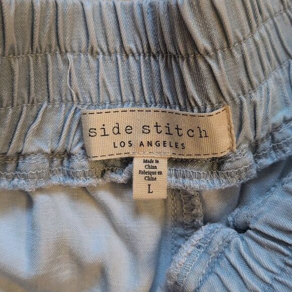 Side Stitch Los Angeles Smocked-Waist Wide-Leg Riviera Wash Light Blue size L - Picture 5 of 12